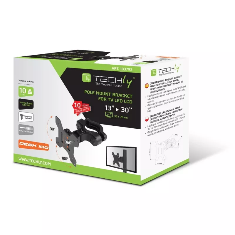 Techly ICALCD100BK stalas, juodas