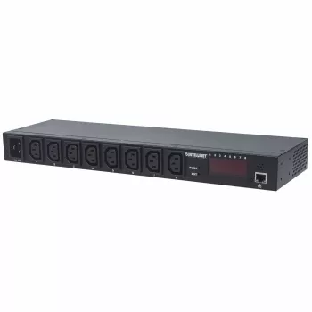 Intellinet 19 inch išmanusis 8 prievadų PDU, 19 inch montuojamas į stovą C13 išmanusis maitinimo paskirstymo įrenginys; stebi galią, temperatūrą ir drėgmę