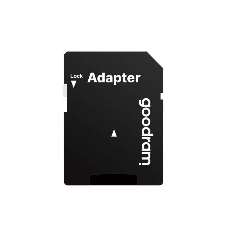 MicroSDHC atminties kortelė GOODRAM 16 GB Class 10 UHS-I (U1), skaitymas 100 MB/s, rašymas 10 MB/s, apsaugota nuo magnetų, su SD adapteriu
