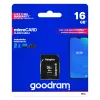 MicroSDHC atminties kortelė GOODRAM 16 GB Class 10 UHS-I (U1), skaitymas 100 MB/s, rašymas 10 MB/s, apsaugota nuo magnetų, su SD adapteriu