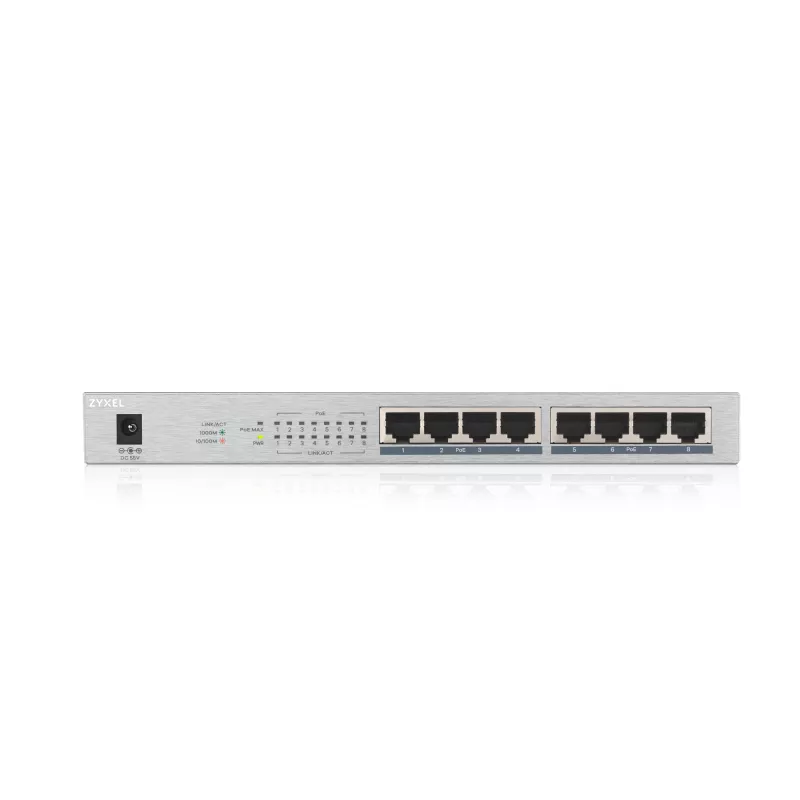 Zyxel GS1008HP nevaldomas Gigabit Ethernet (10/100/1000) maitinimas per Ethernet (PoE) pilka