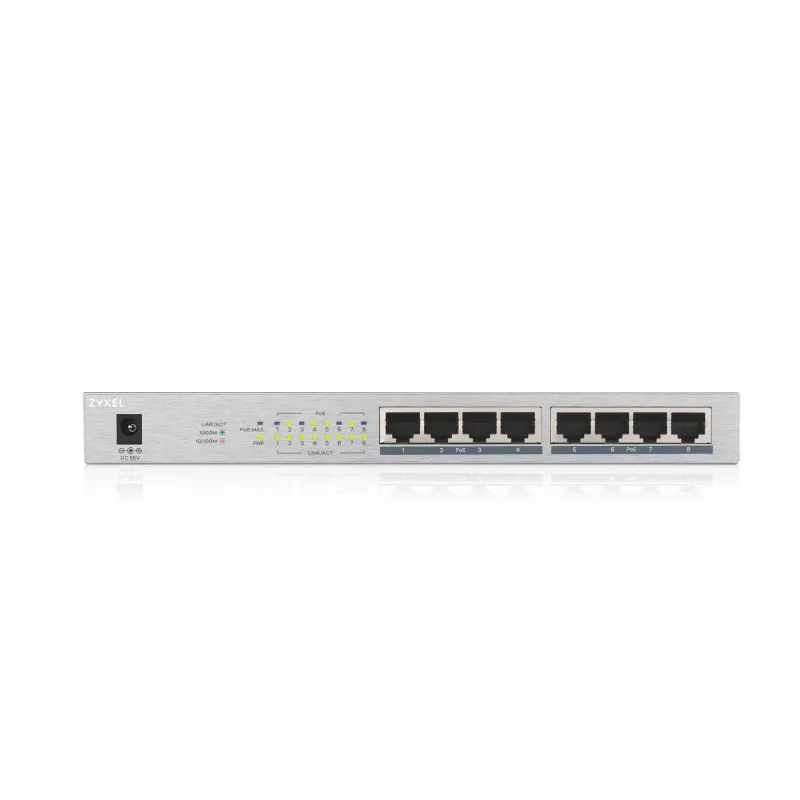 Zyxel GS1008HP nevaldomas Gigabit Ethernet (10/100/1000) maitinimas per Ethernet (PoE) pilka