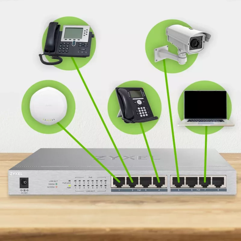 Zyxel GS1008HP nevaldomas Gigabit Ethernet (10/100/1000) maitinimas per Ethernet (PoE) pilka