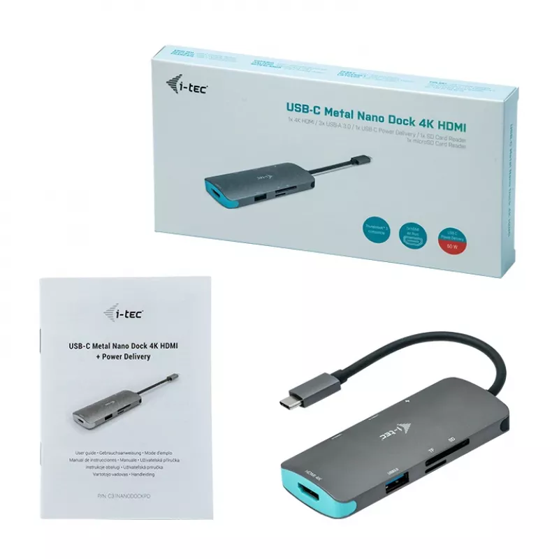 Doking stotis i-tec Metal USB-C Nano Dock 4K HDMI + Power Delivery 100 W
