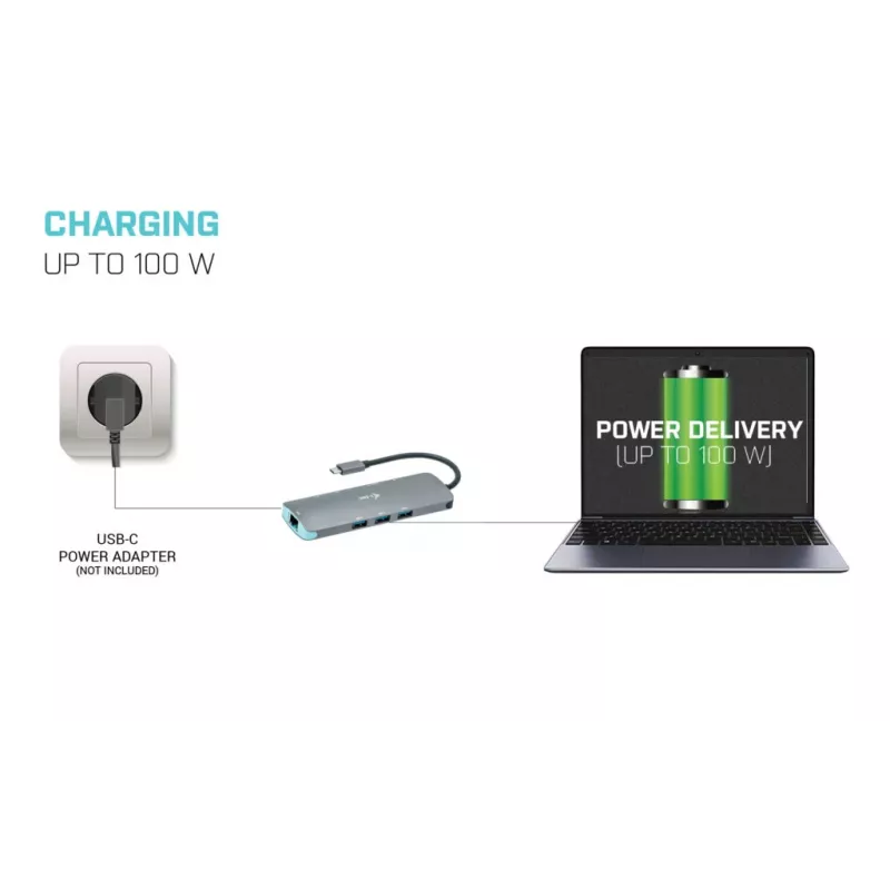 Dokavimo stotelė i-tec Metal USB-C Nano Docking Station 4K HDMI LAN Power Delivery 100 W