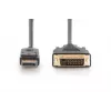 DIGITUS DisplayPort Adapter kabelis, Dp - DVI (24+1) M/m, 2m W/interlock, Dp 1.1a Suderinama, Ce Juoda