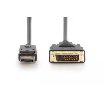 DIGITUS DisplayPort Adapter kabelis, Dp - DVI (24+1) M/m, 2m W/interlock, Dp 1.1a Suderinama, Ce Juoda