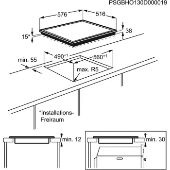 Elektrinė kaitlentė Electrolux EHF6342XOK, juoda, įmontuojama, keraminė, 4 zonos
