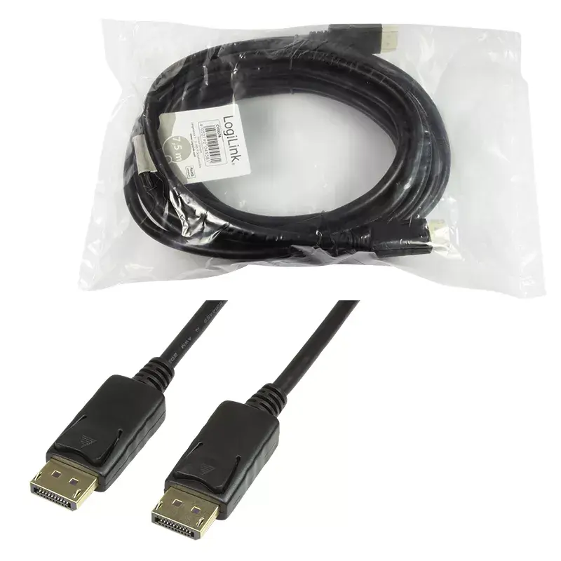 DisplayPort kabelis LogiLink CV0076 7,5 m Juodas