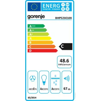 Gartraukis Gorenje BHP523E10X Pusiau įmontuojamas (ištraukiamas) Nerūdijantis plienas 180 m³/h