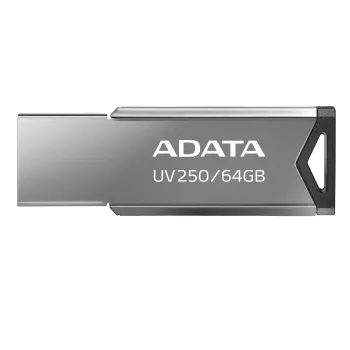 CompactFlash USB atmintinė ADATA UV250 64 GB, sidabrinė, 45.4×14.9×5.35 mm, 5.6 g
