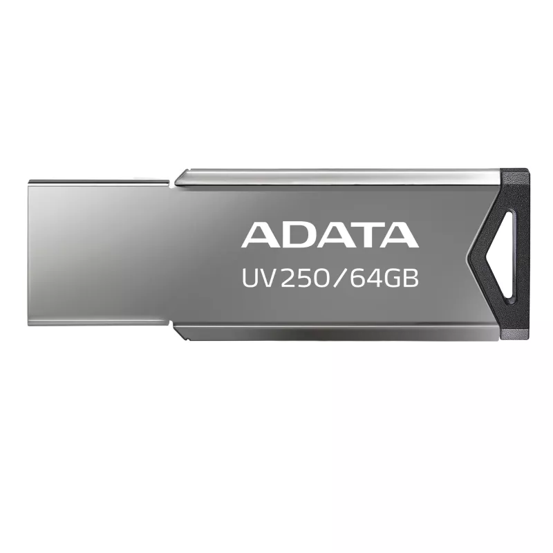 CompactFlash USB atmintinė ADATA UV250 64 GB, sidabrinė, 45.4×14.9×5.35 mm, 5.6 g