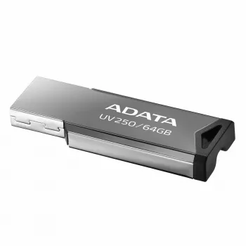 CompactFlash USB atmintinė ADATA UV250 64 GB, sidabrinė, 45.4×14.9×5.35 mm, 5.6 g