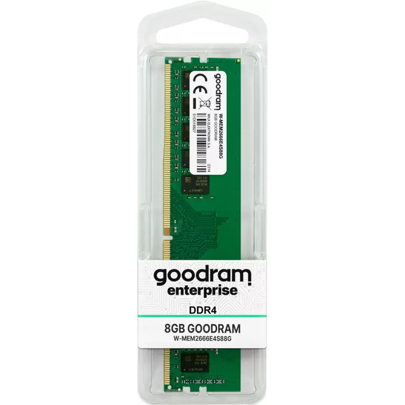 GOODRAM DDR4 UDIMM ECC atminties modulis 8GB 2666MHz 1.2V CAS19 288 kontaktų 1Rx8 (PC/serveris)