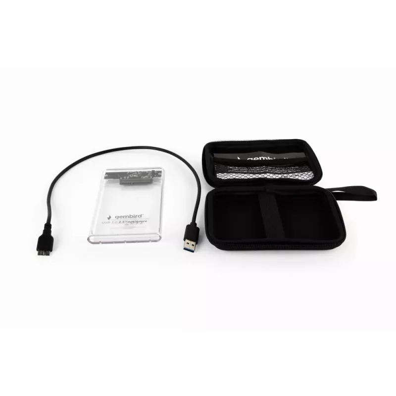 GEMBIRD USB 3.0 2,5 col. SATA HDD dėklas 9,5 mm diskui, permatomas plastikas