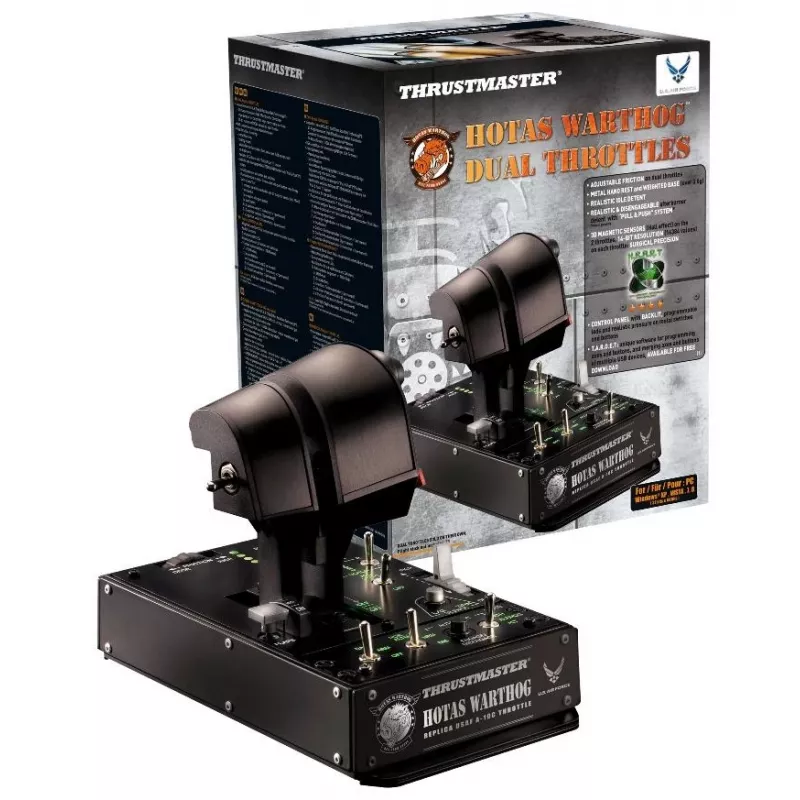 Thrustmaster HOTAS Warthog dvigubi droseliai, juodi, USB, skrydžio simuliatorius, PC
