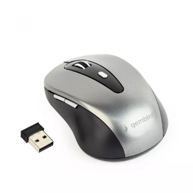 GEMBIRD belaidė optinė pelė MUSW-4B-04-BG - 4 mygtukų juoda / kosminė pilka