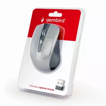 GEMBIRD belaidė optinė pelė MUSW-4B-04-BG - 4 mygtukų juoda / kosminė pilka