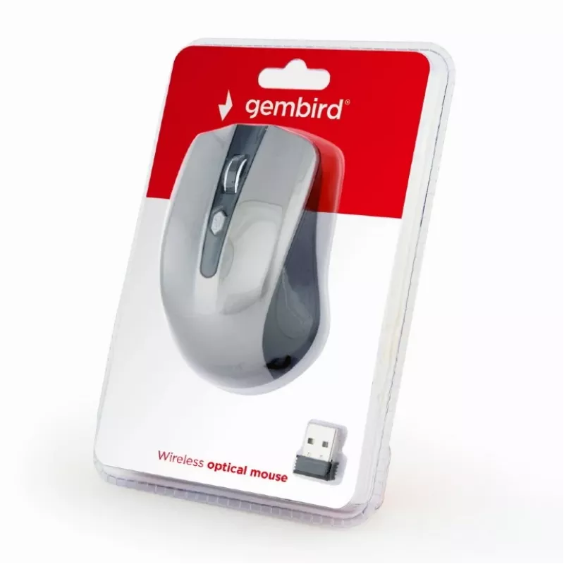 GEMBIRD belaidė optinė pelė MUSW-4B-04-BG - 4 mygtukų juoda / kosminė pilka
