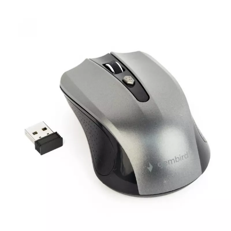 GEMBIRD belaidė optinė pelė MUSW-4B-04-BG - 4 mygtukų juoda / kosminė pilka