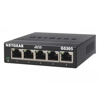 NETGEAR GS305 Nevaldomas L2 Gigabit Ethernet (10/100/1000) Juodas