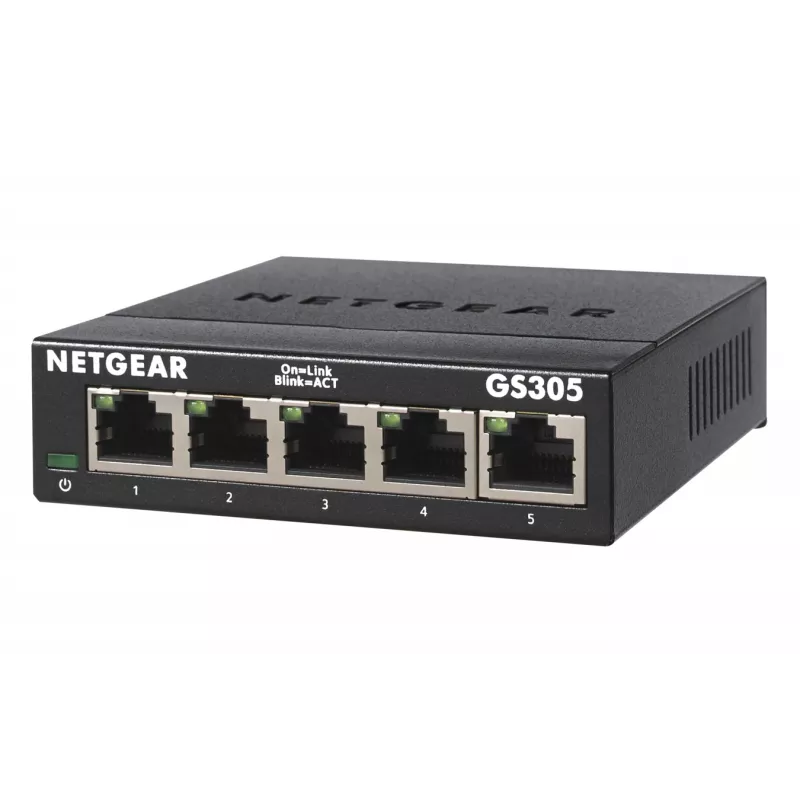 NETGEAR GS305 Nevaldomas L2 Gigabit Ethernet (10/100/1000) Juodas
