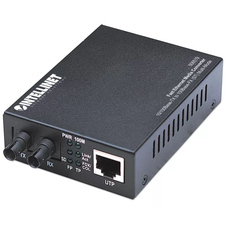 Intellinet Fast Ethernet Media Converter, 10/100Base-Tx į 100Base-Fx (ST) kelių režimų, 2 km (1,24 mylios)