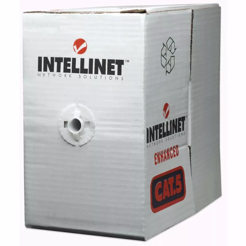 Intellinet tinklo birūs Cat6 kabelis, 23 AWG, vientisas laidas, 305 m, pilkas, CCA, U/UTP, dėžė