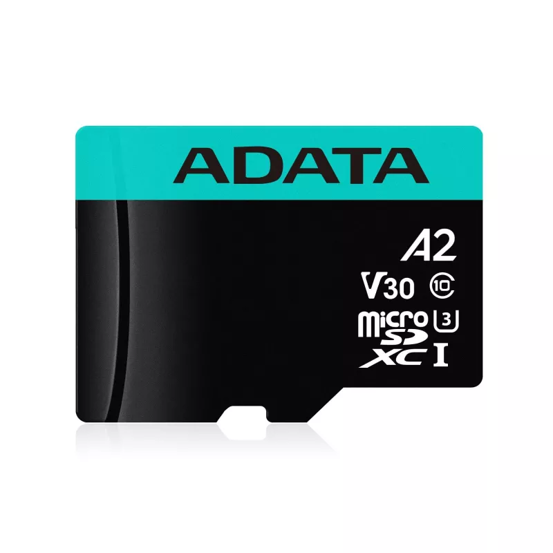 MicroSDXC atminties kortelė ADATA 128 GB UHS‑I Premier Pro V30 U3 Class 10, 100/80 MB/s, atspari vandeniui, su SD adapteriu