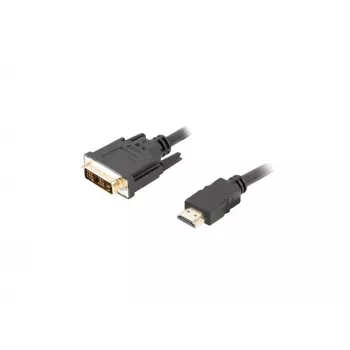 Vaizdo kabelio adapteris LANBERG HDMI A tipo (kištukas) į DVI-D (kištukas), 1,8 m, juodas, maks. raiška 1920x1200