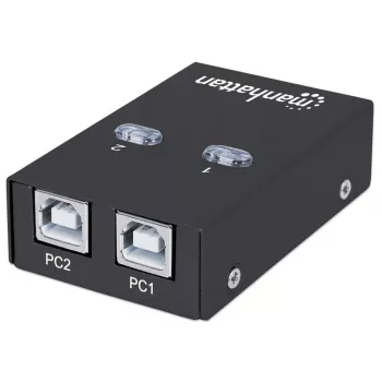USB dalijimosi jungiklis MANHATTAN 162005, USB 2.0 Type-B, 2 prievadai, 480 Mbps, 1,5 m laidas, baltas