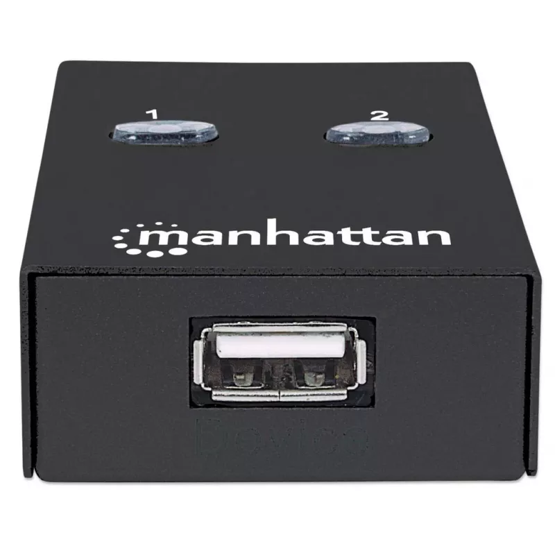 USB dalijimosi jungiklis MANHATTAN 162005, USB 2.0 Type-B, 2 prievadai, 480 Mbps, 1,5 m laidas, baltas