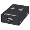 USB dalijimosi jungiklis MANHATTAN 162005, USB 2.0 Type-B, 2 prievadai, 480 Mbps, 1,5 m laidas, baltas