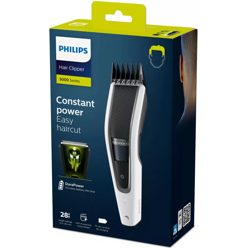 Philips 5000 serijos HC5610/15 plaukų kirpimo mašinėlė / barzdaskutė, juoda, balta 28 Nikelio-metalo hidridas (NiMH)