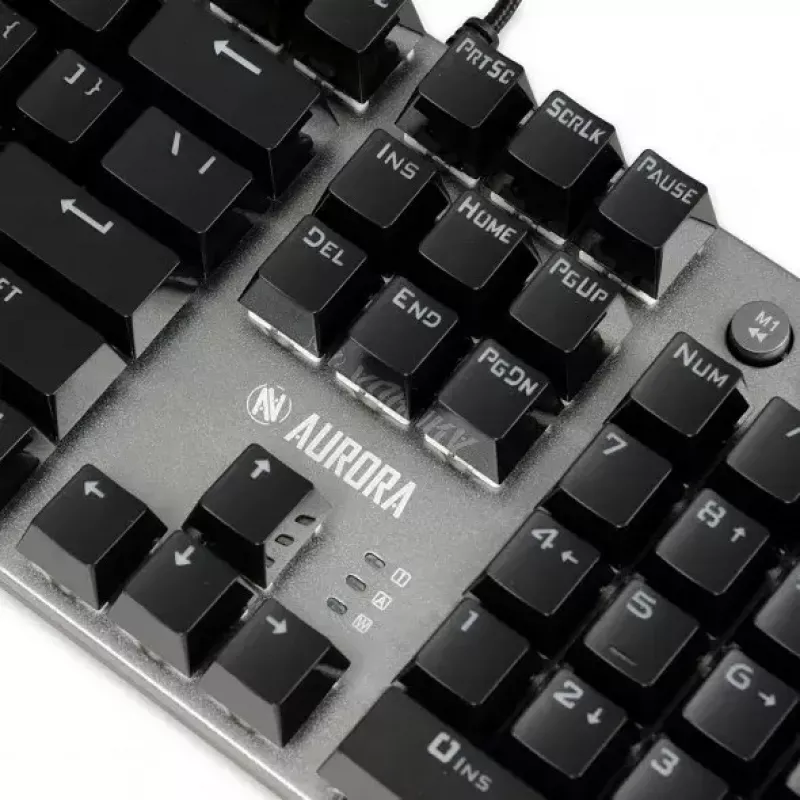 Laidinė mechaninė žaidimų klaviatūra IBOX AURORA K-4 — QWERTY, 108 klavišai, reguliuojamas LED foninis apšvietimas, atspari vandeniui, USB, 1,6 m laidas