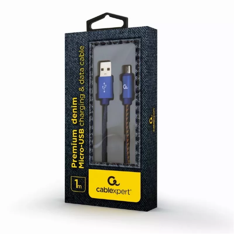 GEMBIRD Premium Jeans (džinsinio audinio) Micro-USB laidas su metalinėmis jungtimis, 1 m, mėlynas