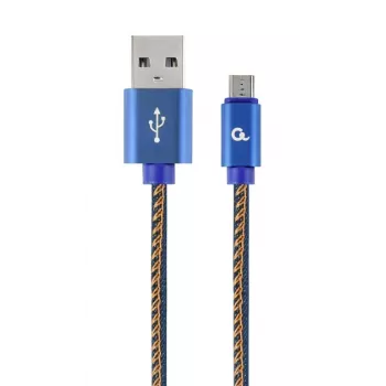 GEMBIRD Premium Jeans (džinsinio) Micro-USB laidas su metalinėmis jungtimis, 2 m, mėlynas