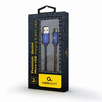 GEMBIRD Premium Jeans (džinsinio) Micro-USB laidas su metalinėmis jungtimis, 2 m, mėlynas