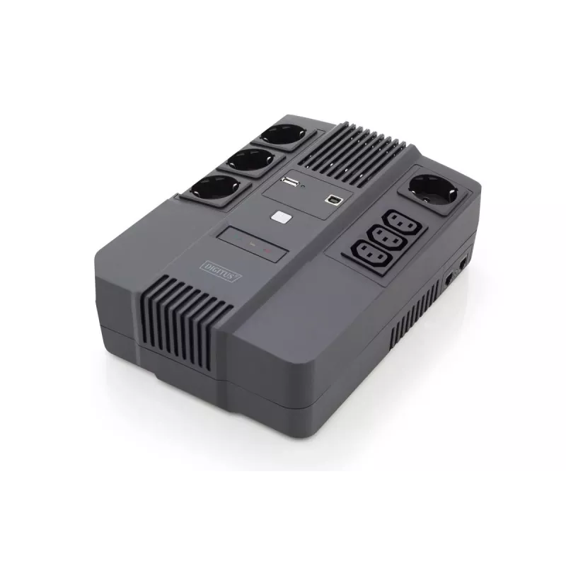 DIGITUS ALLINONE UPS 600VA/360W LED 12V 7AH 4XCEE 7/7 3XIEC C13 USB RJ45