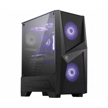 MSI MAG FORGE 100M Mid Tower Gaming Computer Case 'Black, 2x 120mm RGB PWM Fan, 1x 120mm Fan, 1-6 RGB Hub, Tempered Glass Panel, ATX, mATX, mini-ITX'