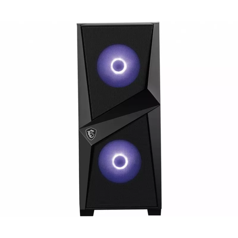 MSI MAG FORGE 100M Mid Tower Gaming Computer Case 'Black, 2x 120mm RGB PWM Fan, 1x 120mm Fan, 1-6 RGB Hub, Tempered Glass Panel, ATX, mATX, mini-ITX'