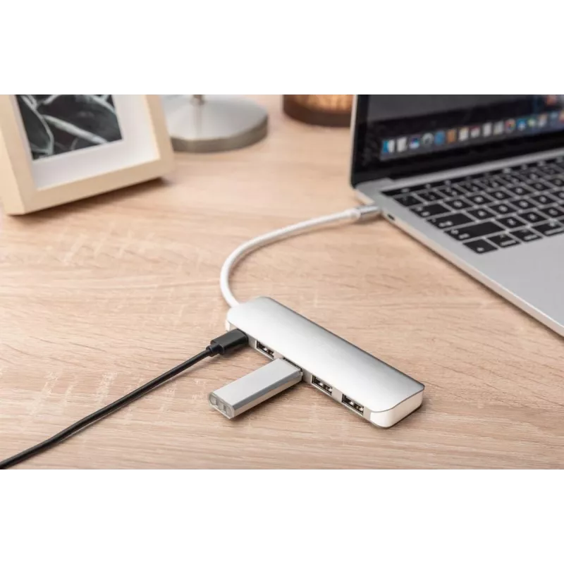 DIGITUS USB-C HUB 4-Port PD 4x USB 3.0, 1x PD Charging, Pilka