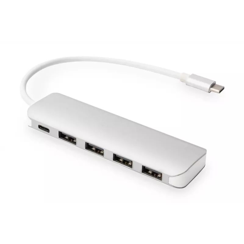 DIGITUS USB-C HUB 4-Port PD 4x USB 3.0, 1x PD Charging, Pilka