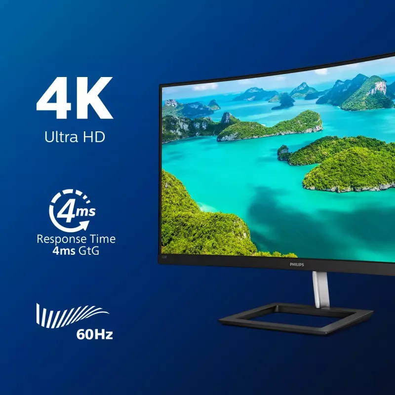 Philips E Line 328E1CA/00 kompiuterio monitorius 80 cm (31,5 colio) 3840 x 2160 pikselių 4K Ultra HD LCD juodas