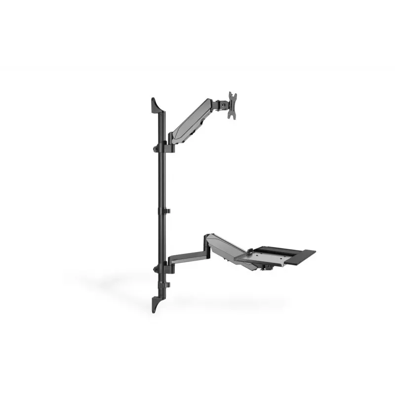 DIGITUS sėdimos-stovimos darbo vietos sieninė tvirtinimo sistema vienam monitoriui, juoda, maks. apkrova: 1–8 kg, maks. ekrano dydis: 17–32 colių