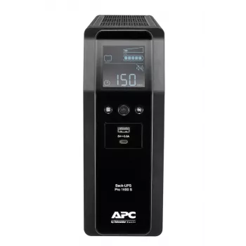 APC Back-UPS Pro, 1600VA/960W, Tower, 230V, 8x IEC C13 lizdai, sinusinė banga, AVR, USB A ir C prievadai, LCD, keičiama baterija