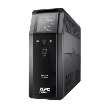 APC Back-UPS Pro, 1600VA/960W, Tower, 230V, 8x IEC C13 lizdai, sinusinė banga, AVR, USB A ir C prievadai, LCD, keičiama baterija