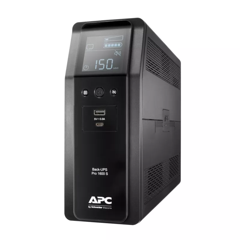 APC Back-UPS Pro, 1600VA/960W, Tower, 230V, 8x IEC C13 lizdai, sinusinė banga, AVR, USB A ir C prievadai, LCD, keičiama baterija