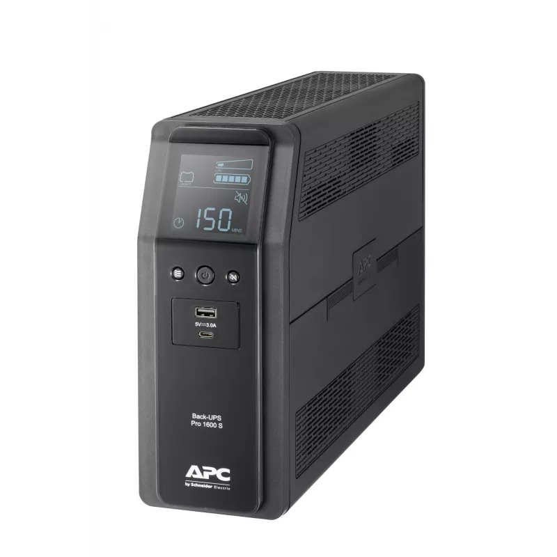 APC Back-UPS Pro, 1600VA/960W, Tower, 230V, 8x IEC C13 lizdai, sinusinė banga, AVR, USB A ir C prievadai, LCD, keičiama baterija