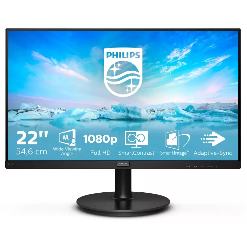 Philips V Line 221V8/00 kompiuterio monitorius 54,6 cm (21,5 colio) 1920 x 1080 pikselių Full HD LED juodas